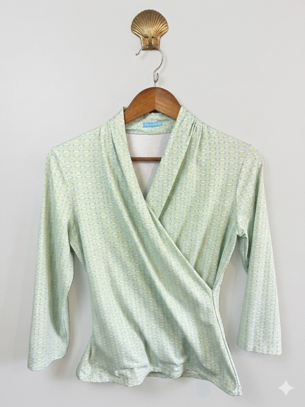 J. McLaughlin Catalina Cloth Geometric Wrap Top Sz S Made in the USA